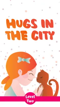Cover of "Hugs in the City" – A bedtime storybook about Betty hugging cats all around the city.