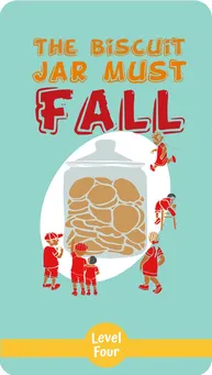 Cover of "The Biscuit Jar Must Fall" – A bedtime storybook about Micki and friends trying to reach a biscuit jar.